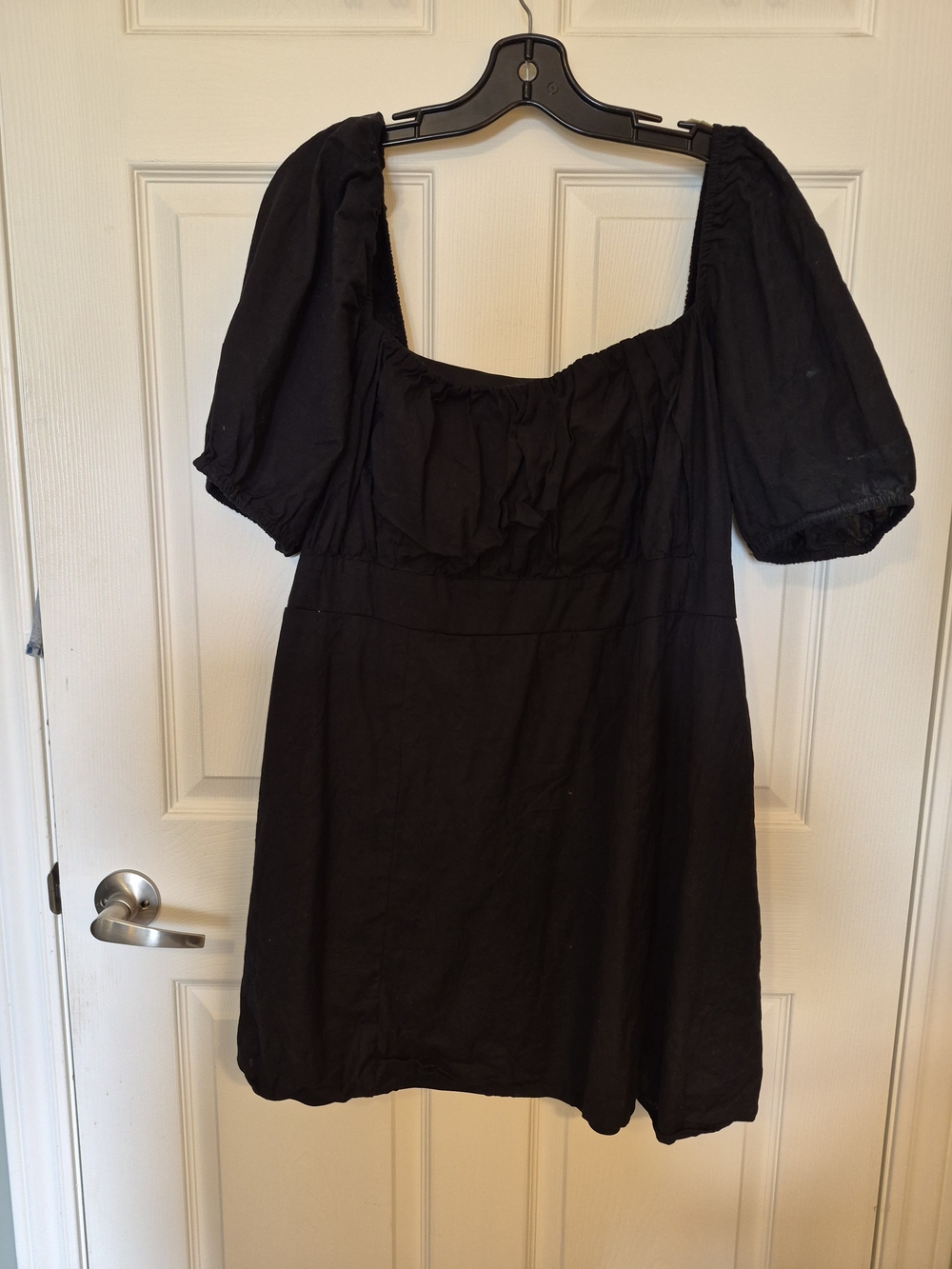 H&M Black Puff Sleeve Square Neck Mini Dress